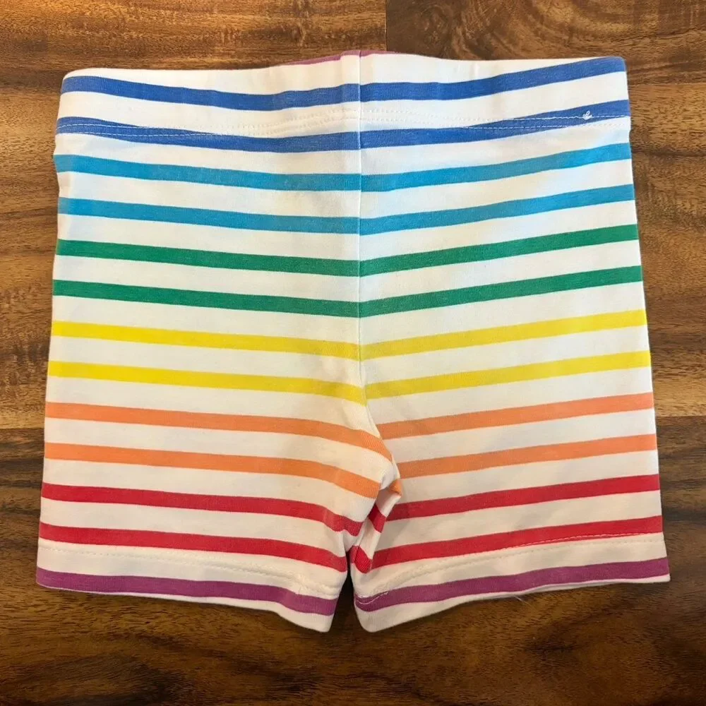 Primary Bike Shorts, Bright Rainbow Stripes, Size 2
